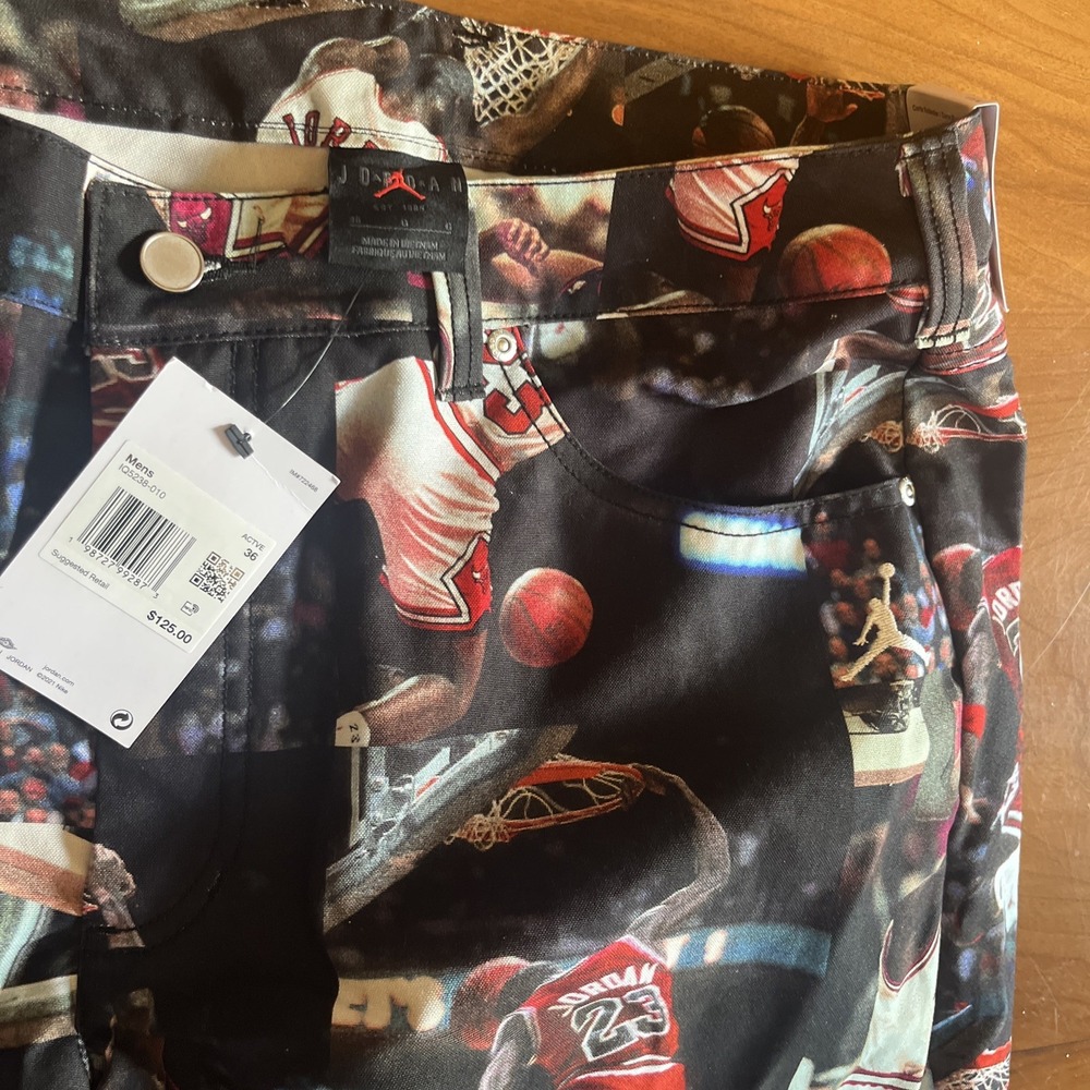 Jordan Jumpman Men's Multicolor All-Over Basketball Print Pants 36 Cotton